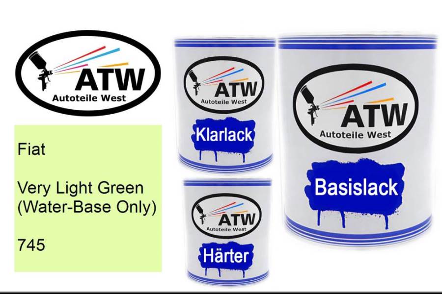 Fiat, Very Light Green (Water-Base Only), 745: 1L Lackdose + 1L Klarlack + 500ml Härter - Set, von ATW Autoteile West.